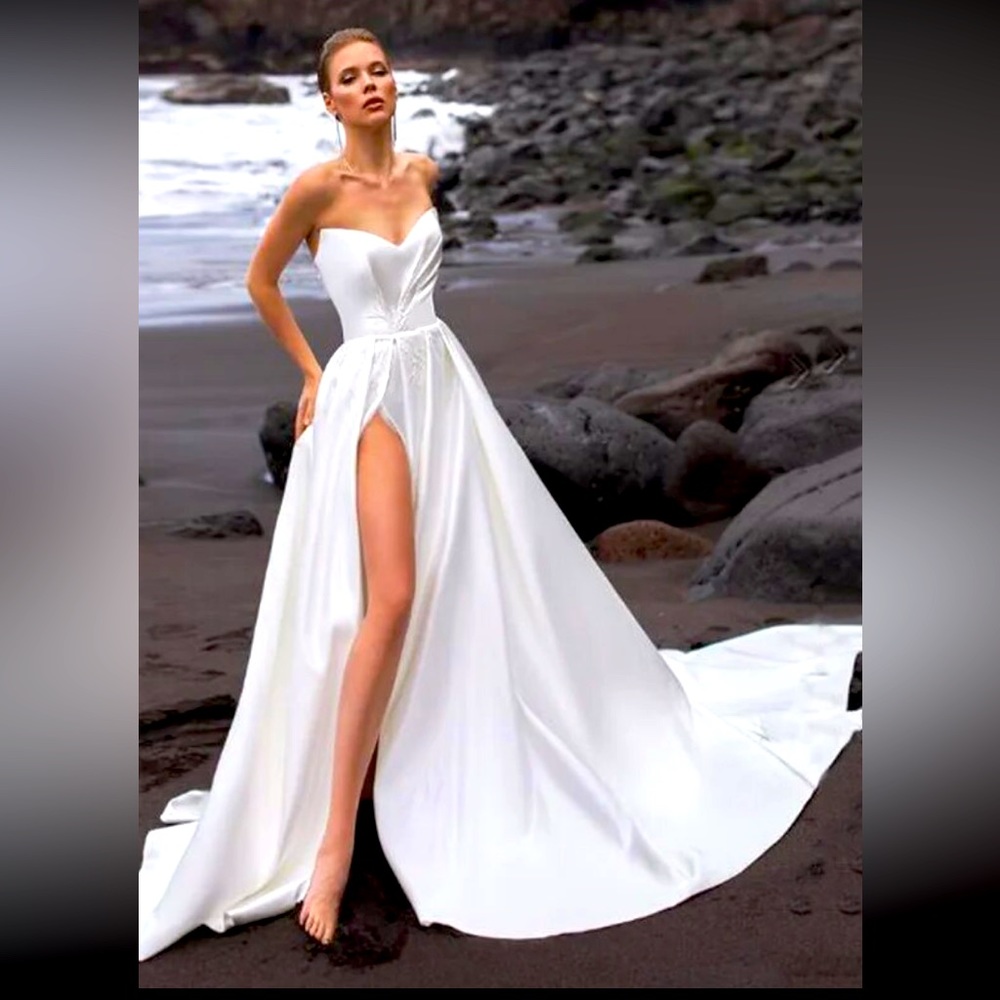 Stunning high slit wedding gown